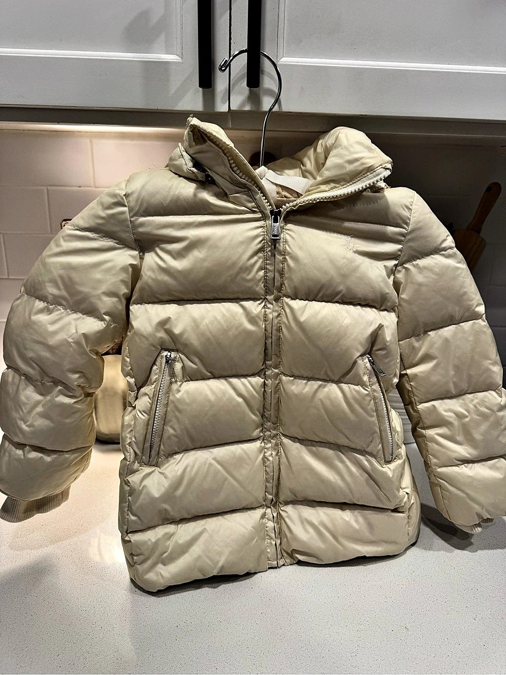 Kids Polo Ralph Lauren Cream Puffer Jacket Like New